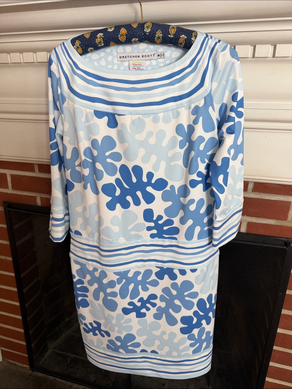 Gretchen Scott Designs Blue and White Floral-Print Shift Dress